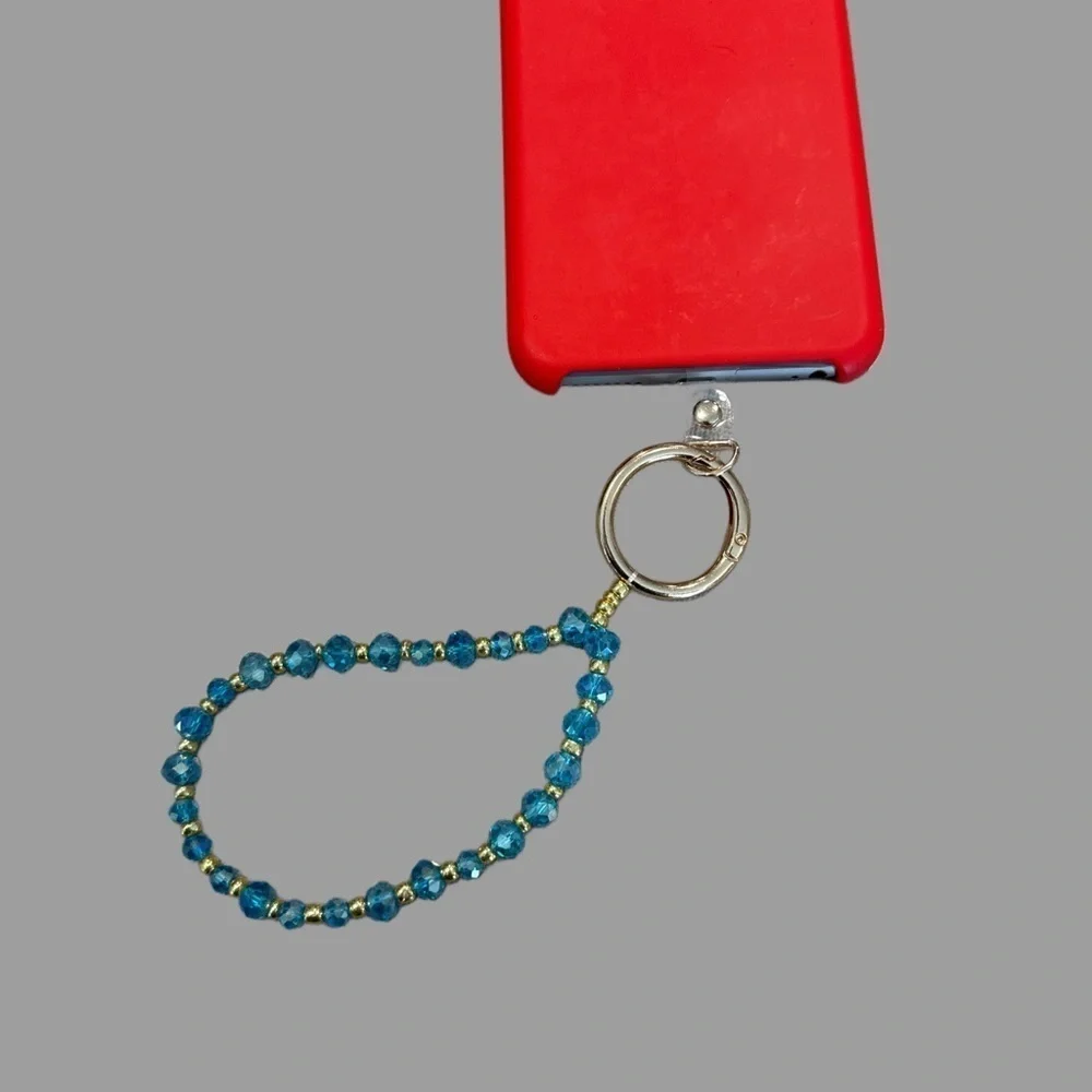 Elegant Blue Beaded Phone Charm